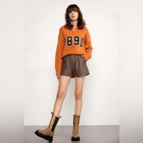 NWT J.ING Jing Pumpkin Color 1890 Print Collared Sweater One Size - Picture 5 of 11